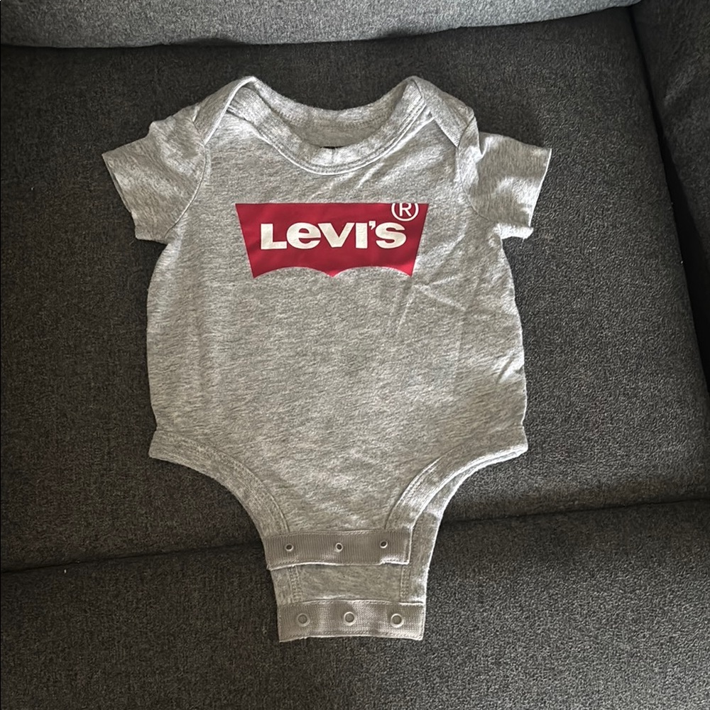 Levi's Gray and Red Bodysuit with Sporty Logo